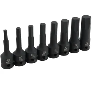 1/2" Drive 8 Piece SAE Hex Bit Impact Socket Set