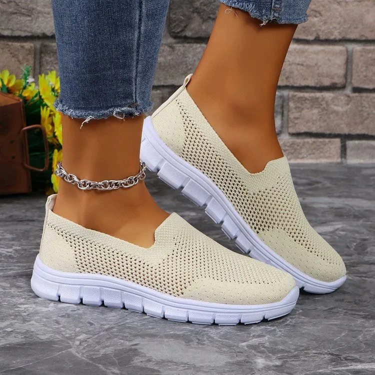 Breathable Mesh Round Toe Slip-Ons