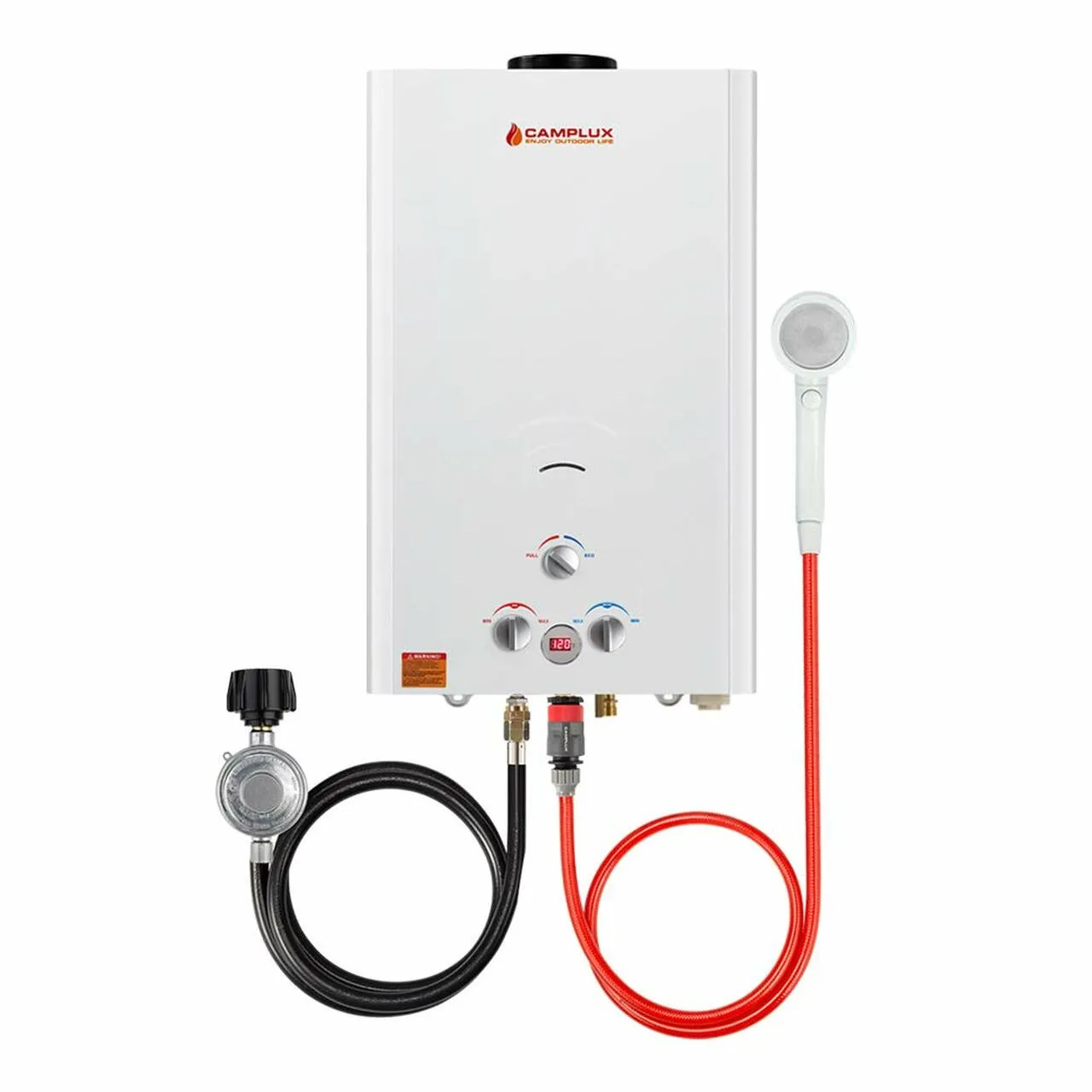 Camplux 16L 4.22 GPM Portable Outdoor Tankless Water Heater With Digital Display - White