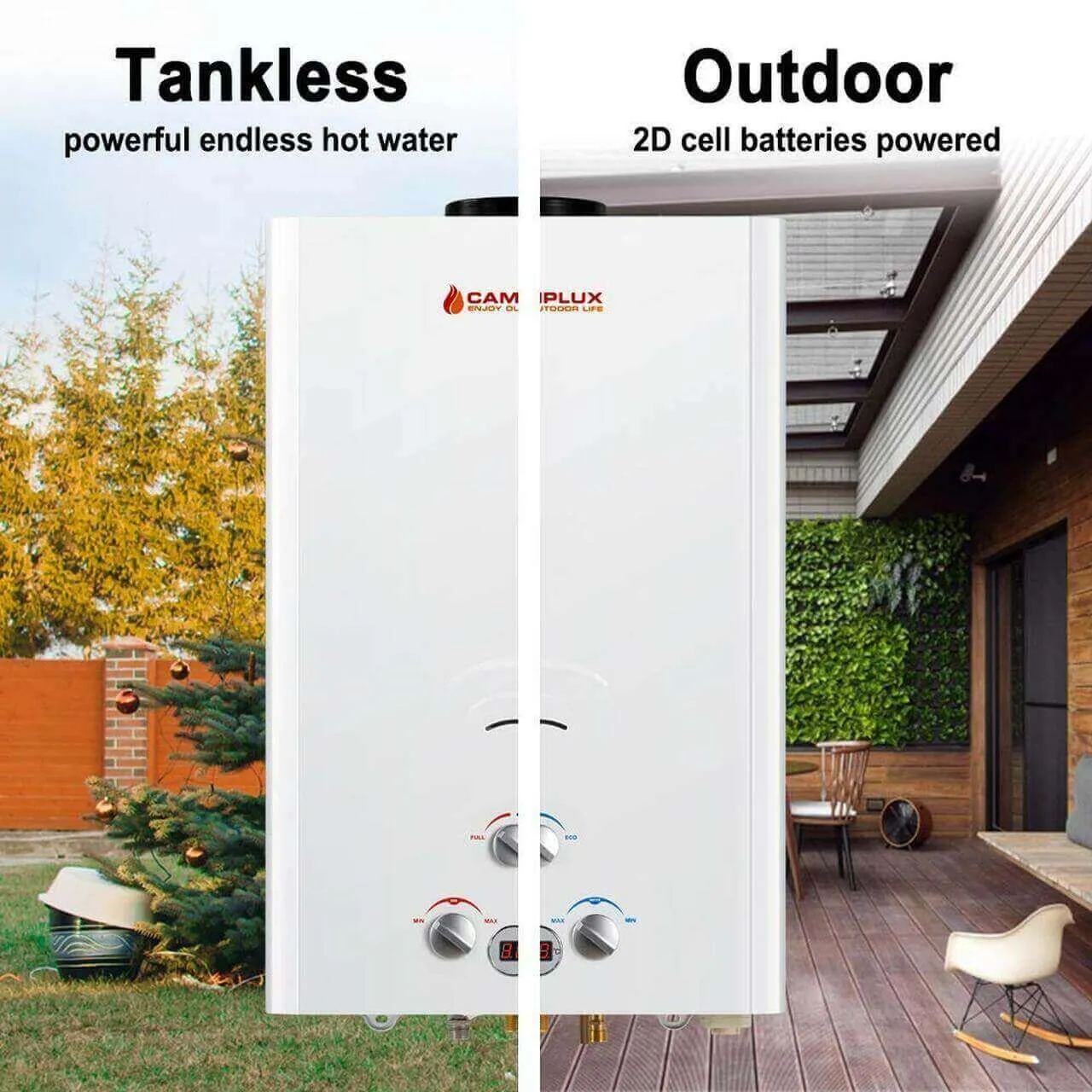 Camplux 16L 4.22 GPM Portable Outdoor Tankless Water Heater With Digital Display - White