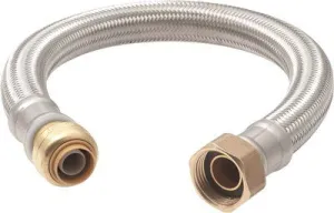 Cash Acme Water Heater Connector Stainless Steel 1/2 Inch  X 3/4 Inch  Fip 15 Inch  Lead Free