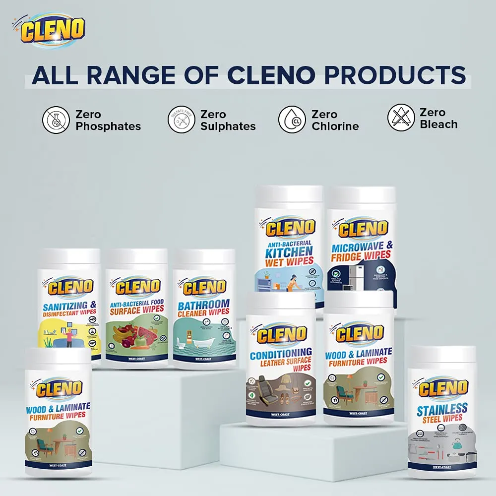 Cleno Shoe Cleaner Wet Wipes For Shoes/Loafers/Sandals/Slippers/Traditional Footwear/Athletic Shoes/Sneakers/White Shoes/Golf-Tennis Shoes/Scrub Off Dirt/Mud - 50 Wipes (Ready to Use) (Pack of 4)