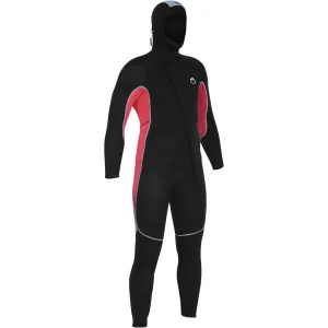 Diving wetsuit SCD 100 neoprene 7.5 mm men's black/red SUBEA, cherry