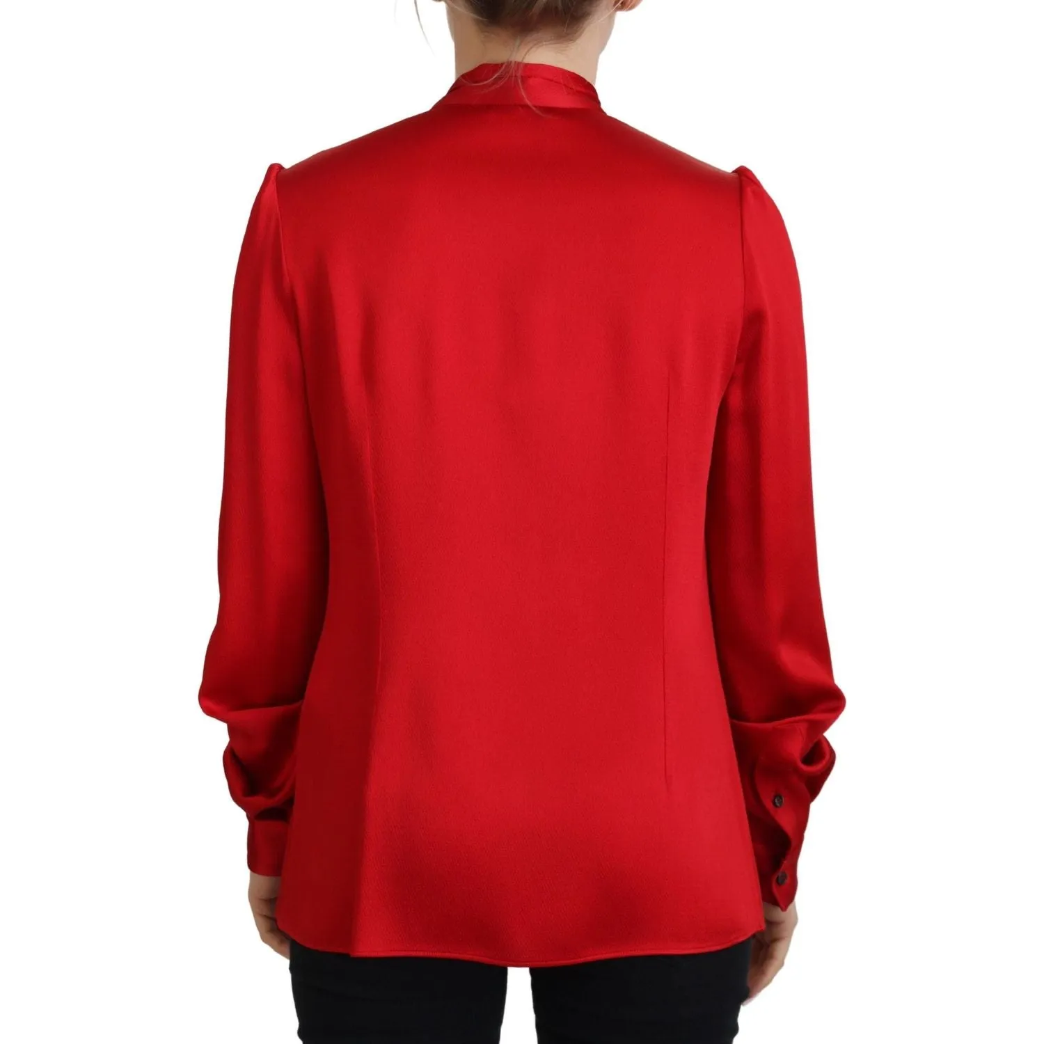 Dolce & Gabbana Elegant Red Ascot Collar Blouse