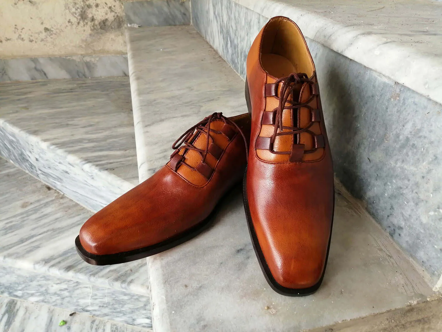 Handmade Men's Stylish Lace Up Shoes, Men's Brown Derby Leather Shoes