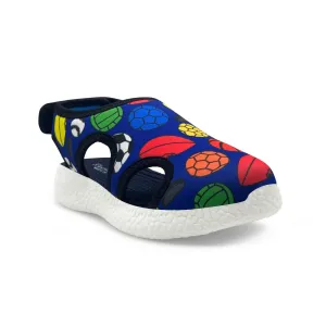 KazarMax Boys & Girls (Unisex) Balls Print Blue Lycra Sandal (Size : 32)