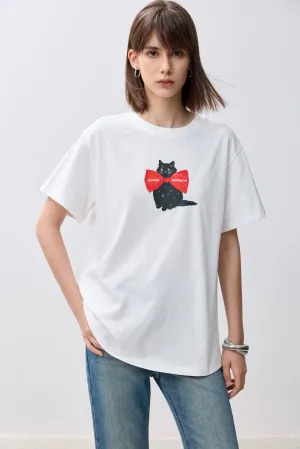 LILY Playful Cat Bow Tee