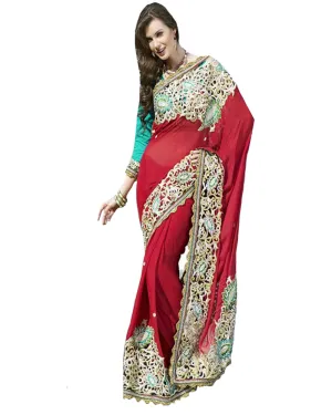 Red Designer Saree