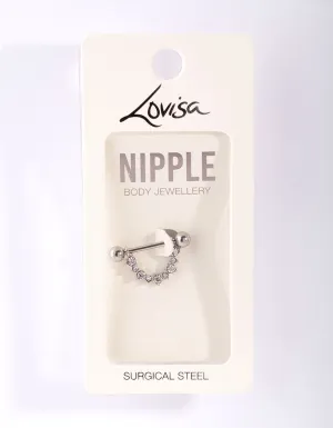 Rhodium Diamante Curve Nipple Bar