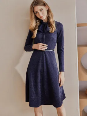 ROEYSHOUSE women's big swing dress new lady bow Slim knitted skirt