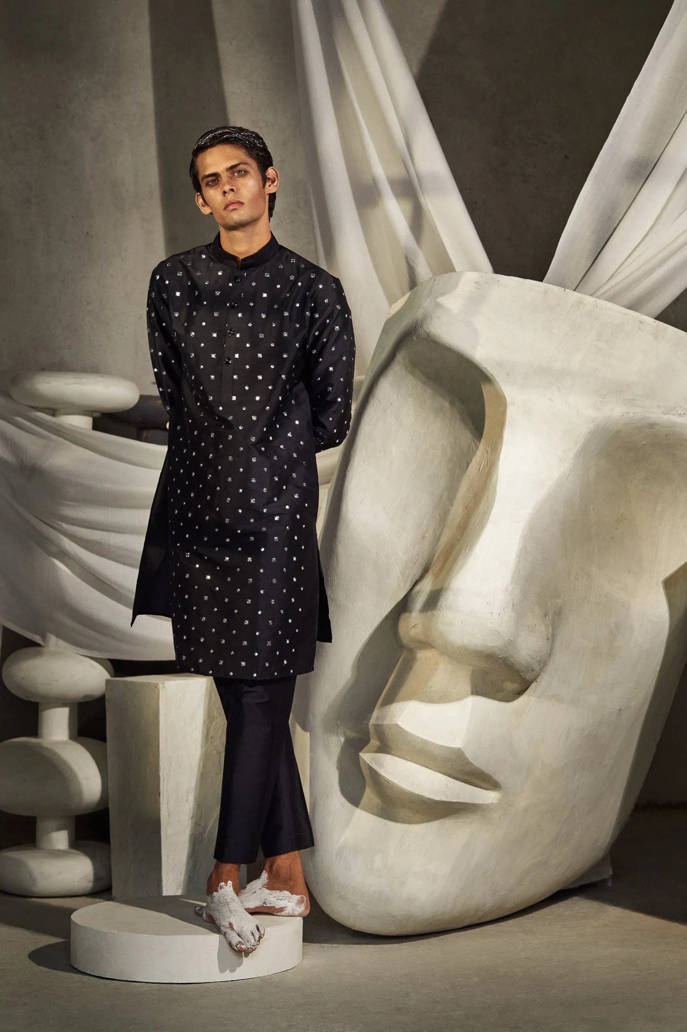 Siyahi - Foil Mirror & Silk - Kurta Set