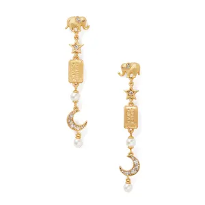 Winter Carnival Linear Charm Earrings in CZ & Pearl